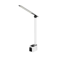 Rebel KOM1019 Stolní lampa s hodinami, 72 LED, bílá