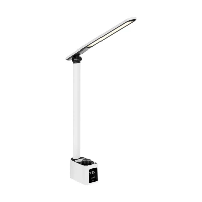 Rebel KOM1019 Stolní lampa s hodinami, 72 LED, bílá