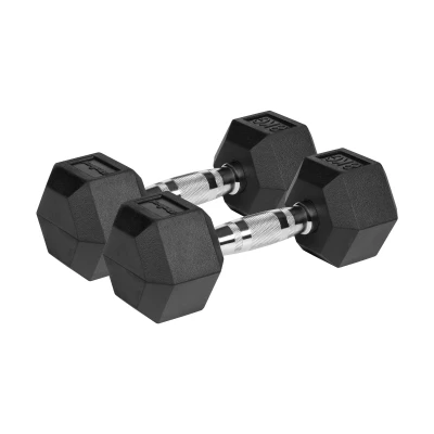 Rebel RBA-2325-08 Pogumované litinové činky HEX 2 x 8 kg