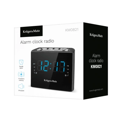 Kruger&Matz KM0821 Radiobudík LED, FM, 2x AAA 1,5 V, černý