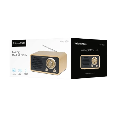 Kruger&Matz KM00828 Přenosné analogové rádio AM/FM, Retro, hnědé