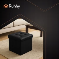 Ruhhy 25779 Taburet s úložným prostorem 38 x 38 cm, černý