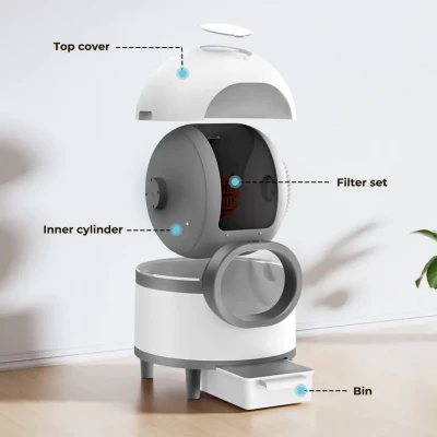 Nuxie 3165 Samočisticí kočičí toaleta s inteligentní smart Wi-Fi, 60 l, bílá