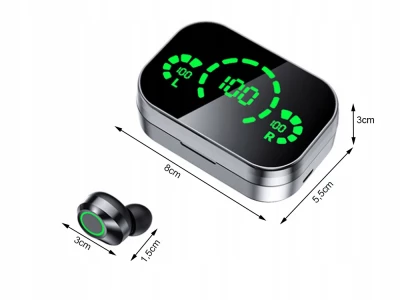 Verk 06356 Bezdrôtové slúchadlá Bluetooth 5.4 - Powerbank 500 mAh, čierna