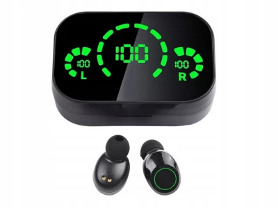 Verk 06356 Bezdrôtové slúchadlá Bluetooth 5.4 - Powerbank 500 mAh, čierna