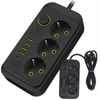 Verk 12381 Predlžovací kábel s prepínačom 3 zásuvky, 4x USB, 1x UCB-C, 2 m, čierny