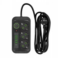 Verk 12381 Predlžovací kábel s prepínačom 3 zásuvky, 4x USB, 1x UCB-C, 2 m, čierny