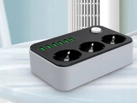 Verk 12382 Prodlužovací kabel s vypínačem 3 zásuvky, 6x USB, 1x UCB-C, 2 m, černobílý