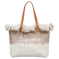 eCa TP14BR Dámská plážová taška Ombre 45 x 40 x 14 cm, bílo-hnědá