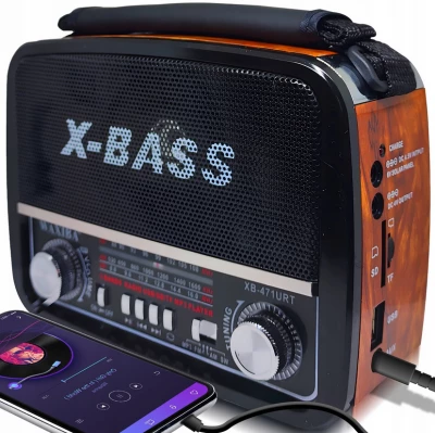 Verk 27543 Přenosné analogové rádio FM/M/SD, USB, AUX, SD, MP3, červené