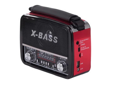 Verk 27543 Přenosné analogové rádio FM/M/SD, USB, AUX, SD, MP3, červené