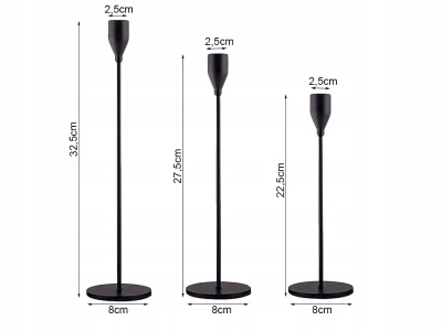 Verk 27581 Sada svietnikov Glamour, 3 ks čierna