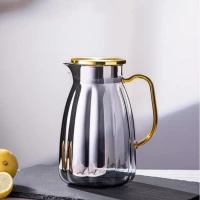 eCa DZ07 Sklenený džbán 1600 ml s vlnitými stenami a vekom + 2 poháre 350 ml