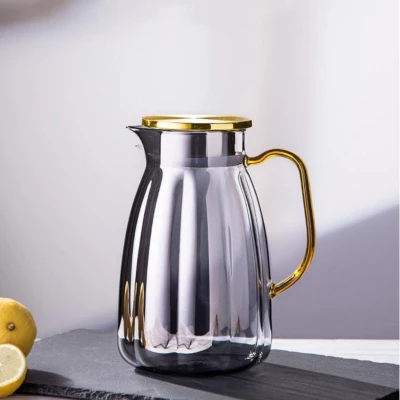 eCa DZ07 Sklenený džbán 1600 ml s vlnitými stenami a vekom + 2 poháre 350 ml