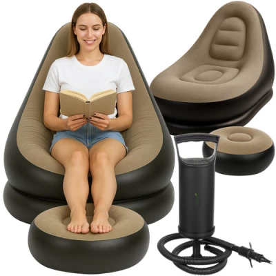 Gardlov 25365 Nafukovací relaxační křeslo s podnožkou, černohnědé