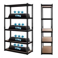 Hogler 3385 Kovový regál, 5 políc, 180 x 90 x 30 cm, 875 kg, čierny