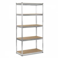 Hogler 3386 Kovový skladovací regál, 5 polic, 180 x 90 x 30 cm,  875 kg, stříbrný