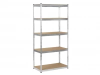 Hogler 3386 Kovový skladovací regál, 5 polic, 180 x 90 x 30 cm,  875 kg, stříbrný