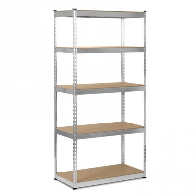 Hogler 3386 Kovový skladovací regál, 5 polic, 180 x 90 x 30 cm,  875 kg, stříbrný
