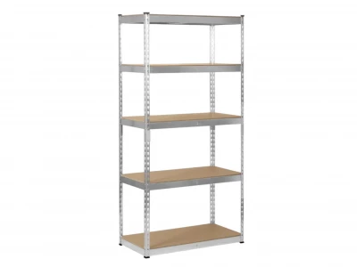 Hogler 3386 Kovový skladovací regál, 5 polic, 180 x 90 x 30 cm,  875 kg, stříbrný