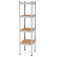 Hogler 3389 Kovový skladovací regál, 4 police, 180 x 40 x 40 cm, stříbrný