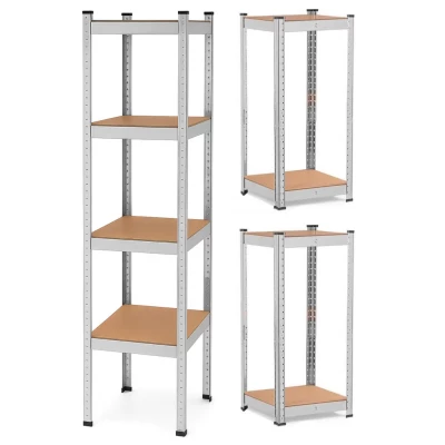 Hogler 3389 Kovový skladovací regál, 4 police, 180 x 40 x 40 cm, stříbrný