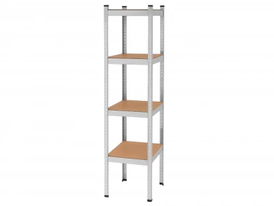 Hogler 3389 Kovový skladovací regál, 4 police, 180 x 40 x 40 cm, stříbrný