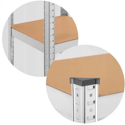 Hogler 3389 Kovový skladovací regál, 4 police, 180 x 40 x 40 cm, stříbrný