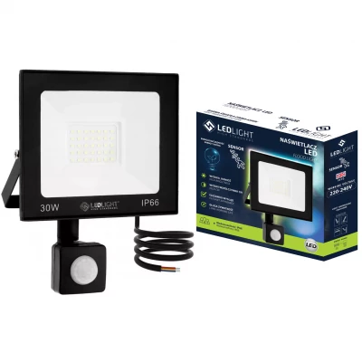 LedLight 2718 Halogenový LED reflektor, IP66, studená bílá, 30W s pohybovým senzorem