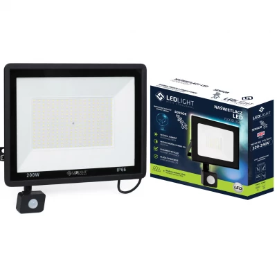 LedLight 2722 Halogenový LED reflektor, IP66, studená bílá, 200W s pohybovým senzorem