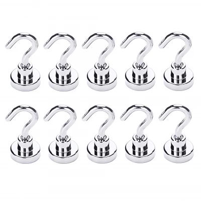 Pronett XJ5801 Neodymový magnet s háčkem, poniklovaný, 3,3 x 1,6 cm, 10 ks