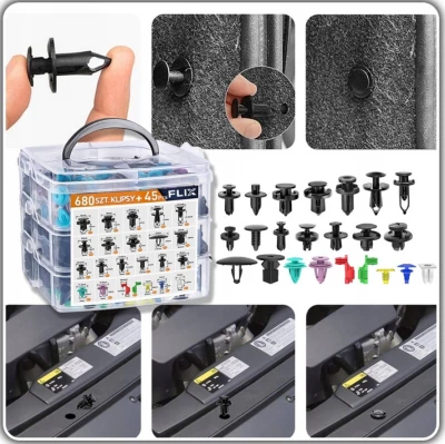 Pronett XJ5784 Sada plastových příchytek autočalounění 680 ks 