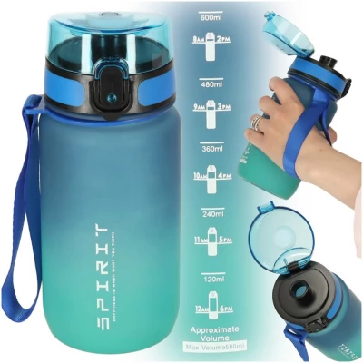 KIK KX3071 Sportovní láhev na vodu pro školáky, 600 ml, modrozelená