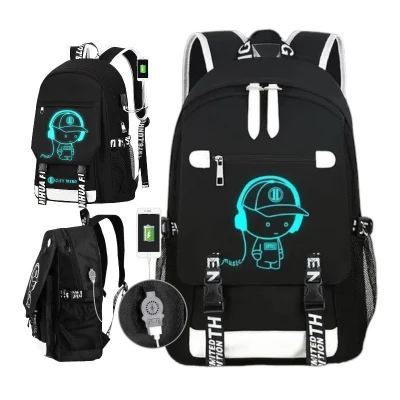 eCa PL157 Univerzální školní sportovní batoh s USB portem, 19 l, černá