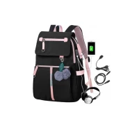 eCa PL158 Univerzální školní sportovní batoh s klíčenkou a USB portem, 37 l, černá