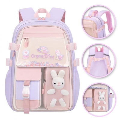 eCa PL163FIO Univerzální školní batoh RABBIT s kapsami a reflexními prvky, 35 l, fialová