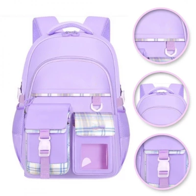 eCa PL162FIO Univerzální školní batoh PATTERN s kapsami, 35 l, fialová