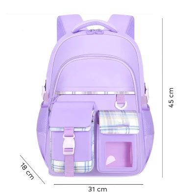 eCa PL162FIO Univerzální školní batoh PATTERN s kapsami, 35 l, fialová