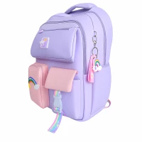 eCa PL160FIO Univerzální školní batoh RAINBOW s kapsami a klíčenkou, 35 l, fialová