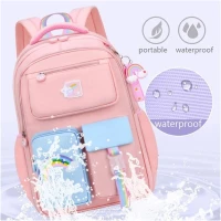 eCa PL160R Univerzálny školský batoh RAINBOW s vreckami a kľúčenkou, 35 l, ružový