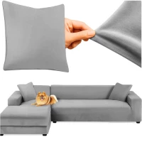 Ruhhy 26037 Elastický potah na rohovou pohovku 145-185 cm, polštář 45 x 45 cm, tmavě šedá