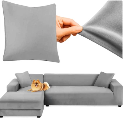 Ruhhy 26037 Elastický potah na rohovou pohovku 145-185 cm, polštář 45 x 45 cm, tmavě šedá