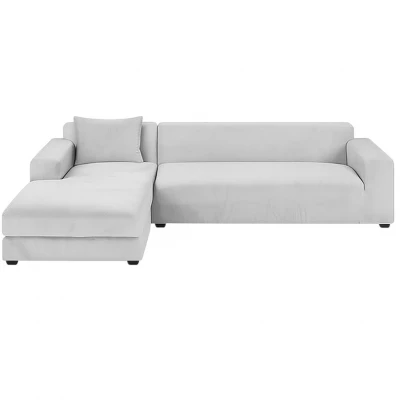 Ruhhy 26035 Elastický potah na rohovou pohovku 145-185 cm, polštář 45 x 45 cm, světle šedá