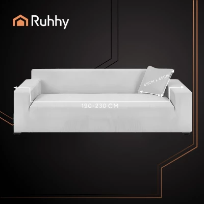 Ruhhy 26182 Elastický poťah na rohovú pohovku 190 - 230 cm, vankúš 45 x 45 cm, svetlošedá