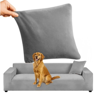 Ruhhy 26181 Elastický poťah na rohovú pohovku 190 -230 cm, vankúš 45 x 45 cm, tmavosivý