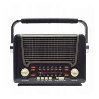 Pronett XJ5833 Prenosné retro rádio so solárnym nabíjaním, Bluetooth, 1200 mAh, čierna a hnedá