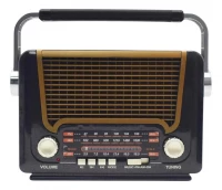 Pronett XJ5833 Prenosné retro rádio so solárnym nabíjaním, Bluetooth, 1200 mAh, čierna a hnedá