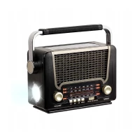 Pronett XJ5833 Prenosné retro rádio so solárnym nabíjaním, Bluetooth, 1200 mAh, čierna a hnedá