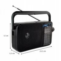 Verk 27544 Přenosné analogové rádio AM/FM/SW, Micro USB, 3.7V, 1200mAh, černošedé