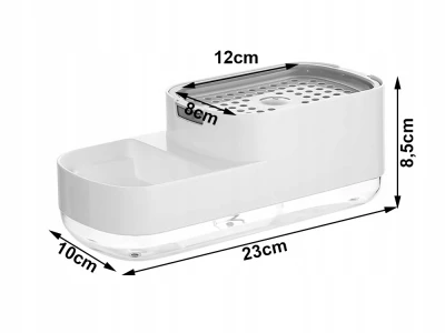 Verk 24599 Dávkovač mydla s držiakom na špongiu 400 ml, biely